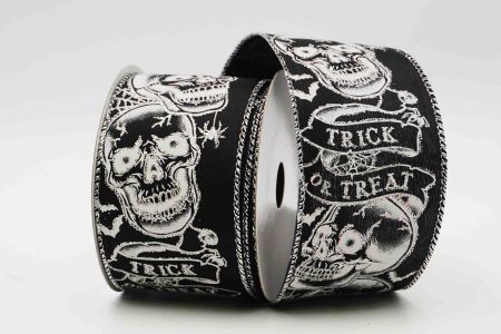 Trick Or Treat With Skulls Ribbon_KF7067G-53_black